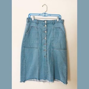 Called to Surf High Waisted Denim Button-Up Skirt